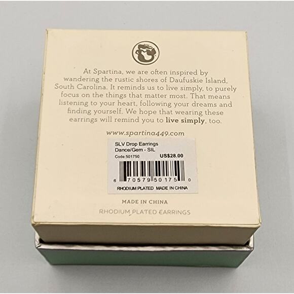 Spartina 449 Sea La Vie “Dance” Drop Earrings Crystal Rhodium Plated NIB - Picture 3 of 4